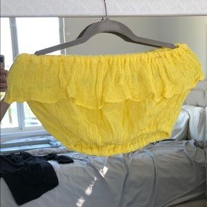 Yellow Crop Strapless Top